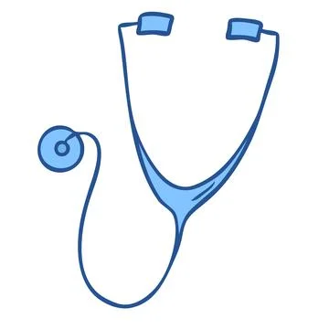 Stethoscope doodle vector. Cardiology diagnostic. First aid. Medical equipment 스톡 일러스트