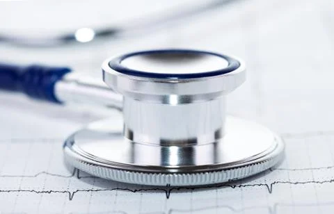 Stethoscope on ECG Stock Photos