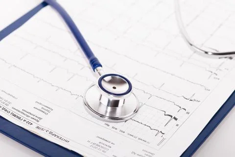 Stethoscope on ECG Stock Photos