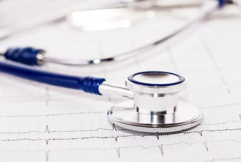 Stethoscope on ECG Stock Photos