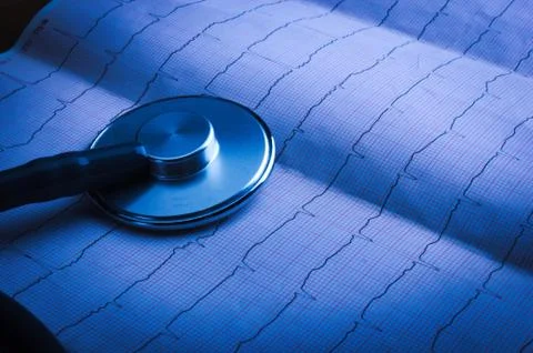 Stethoscope on an ECG Stock Photos