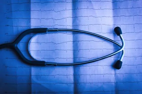 Stethoscope on an ECG Stock Photos