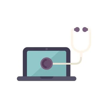 Stethoscope examining laptop computer for maintenance Illustrazione stock