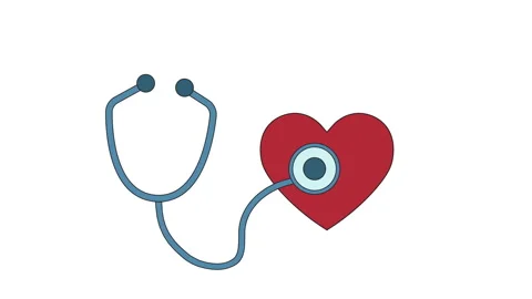 Stethoscope examining a red heart icon Stock Footage 345600448