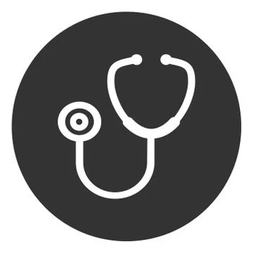 Stethoscope flat diagnostic icon vector. Doctor item, hospital pictogram isol Stock Illustration