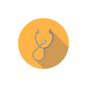 Stethoscope Flat Icon With Long Shadow. Medical Flat Icons. Stock Illustration