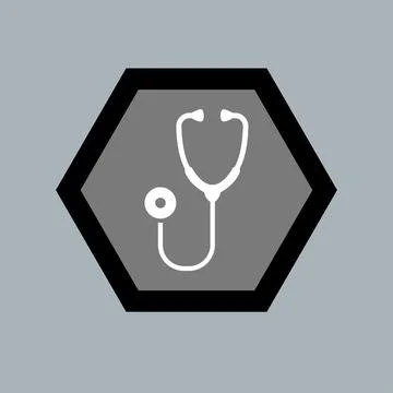 Stethoscope flat icon vector illustration logo Isolated template. Stock Illustration