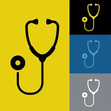 Stethoscope flat icon vector illustration logo Isolated template. Stock Illustration
