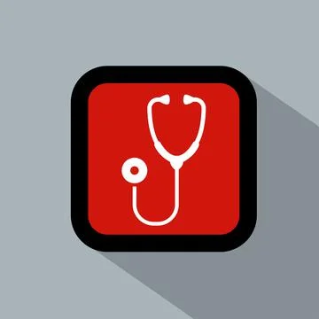 Stethoscope flat icon vector illustration logo Isolated template. Illustrazione stock