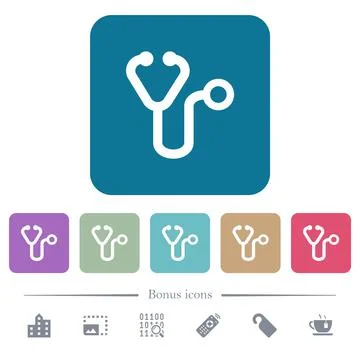Stethoscope flat icons on color rounded square backgrounds Stock Illustration