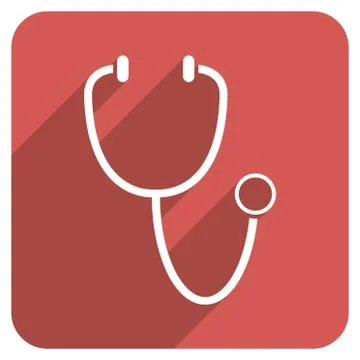 Stethoscope Flat Rounded Square Icon with Long Shadow Stock Illustration