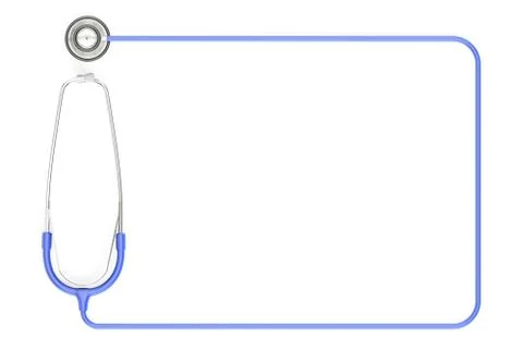 Stethoscope as frame, blue color. 3D rendering Stock Illustration