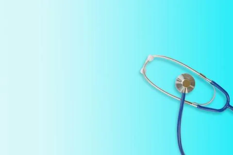 Stethoscope on gradient blue background with copy space for text. Stock Photos