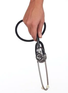 Stethoscope in hand Stock Photos