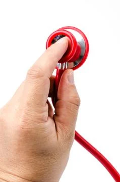 Stethoscope in hand Stock Photos