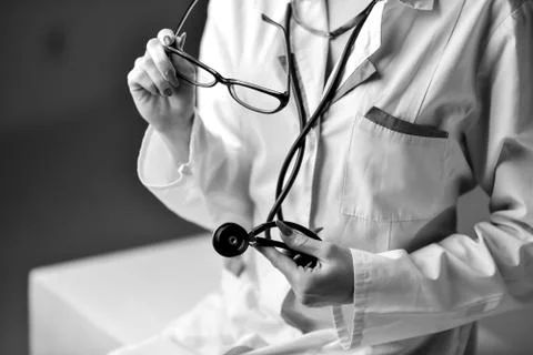 A stethoscope in the hands Stock Photos