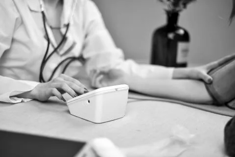 A stethoscope in the hands Stock Photos
