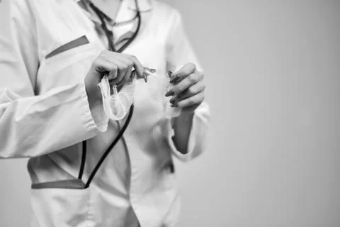 A stethoscope in the hands Stock Photos