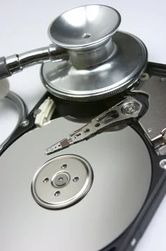 Stethoscope, hard drive, security, computer Foto stock