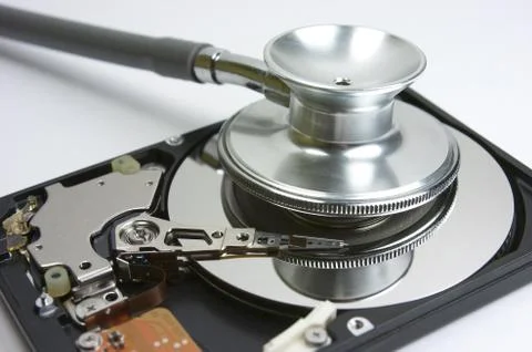 Stethoscope, hard drive, security Stock Photos