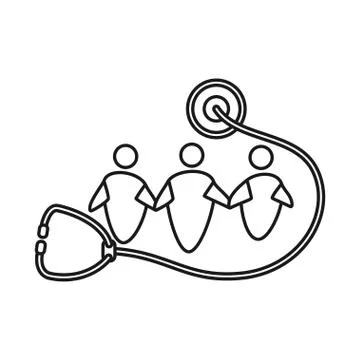 Stethoscope health Commitment Teamwork Together Outline Logo Illustrazione stock