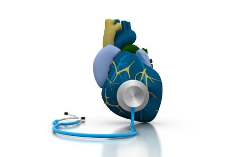 Stethoscope on a heart. Stock Illustration