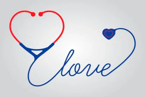Stethoscope heart with love, vector Stock Illustration