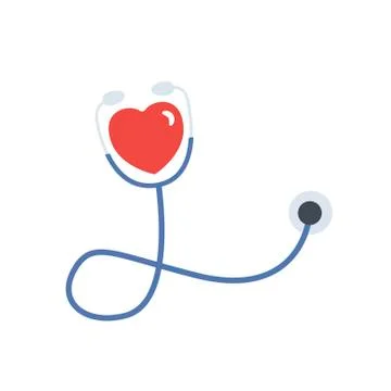 Stethoscope with heart shape on white background. Vector illustration in trendy Stock Illustration