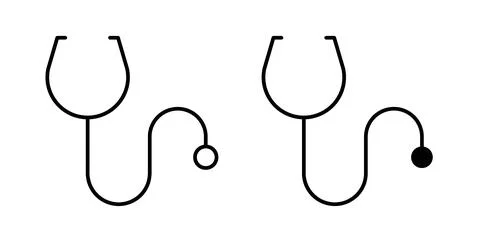 Stethoscope icon in black and white. vector icon pack for websites Stock Illustration