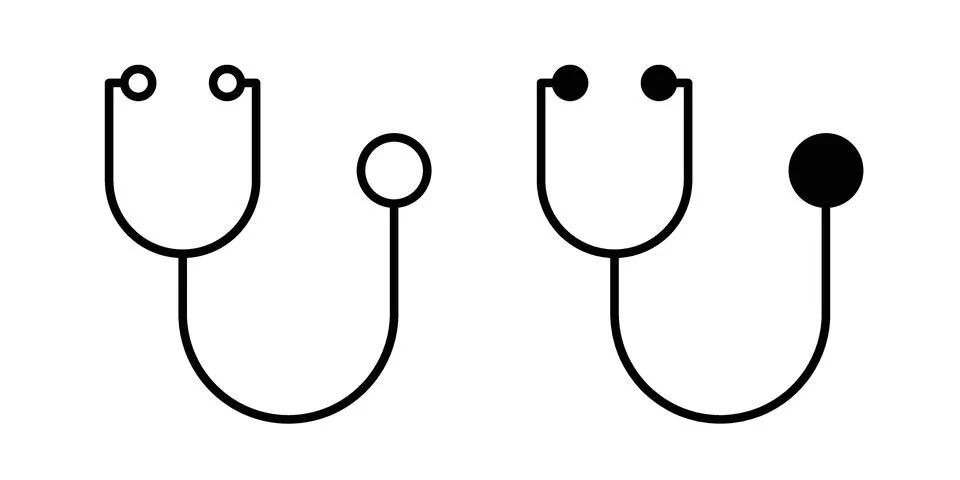 Stethoscope icon black vector isolated on white Stock Illustration