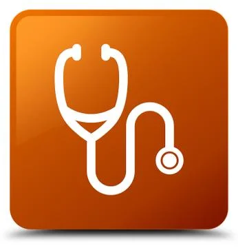 Stethoscope icon brown square button Stock Illustration