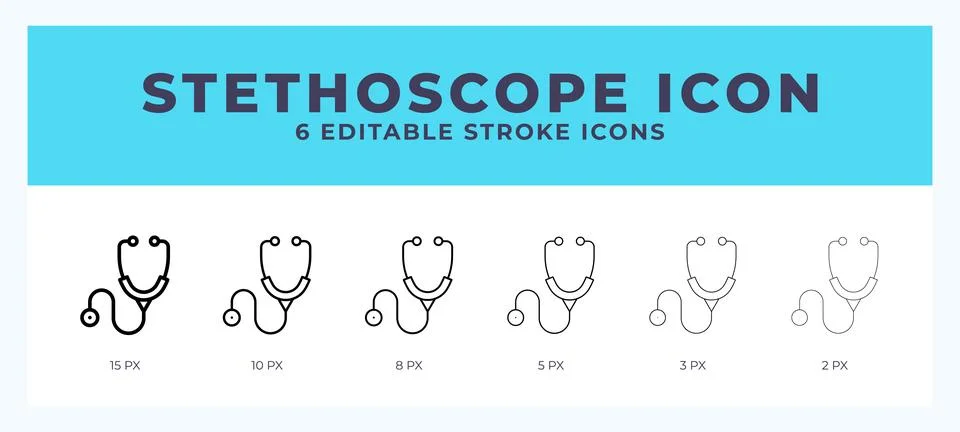 Stethoscope icon. Editable stroke line icon vector illustration. Stock Illustration