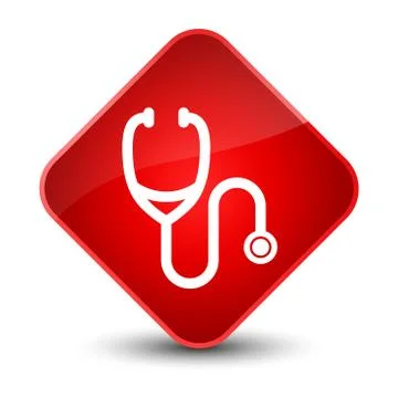 Stethoscope icon elegant red diamond button 스톡 일러스트
