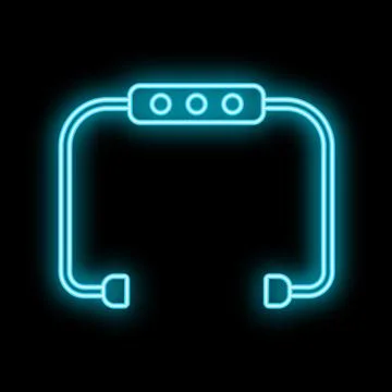 Stethoscope icon glowing with blue neon light Stock Illustration