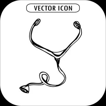Stethoscope Icon, hand drawing Stock Illustration