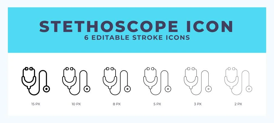 Stethoscope icon illustration vector with editable stroke. Stock Illustration
