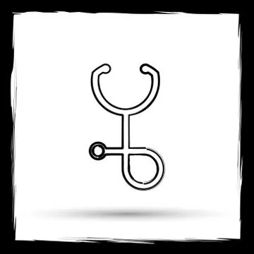 Stethoscope icon. Internet button on white background. Outline design imitati Stock Illustration