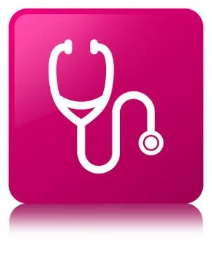 Stethoscope icon pink square button Stock Illustration