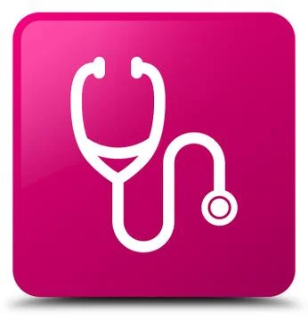 Stethoscope icon pink square button Stock Illustration