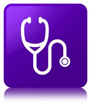 Stethoscope icon purple square button Stock Illustration