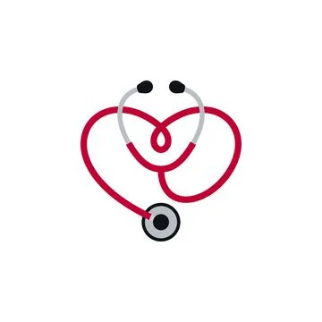 Stethoscope Icon with Red Heart Shape Stock Illustration