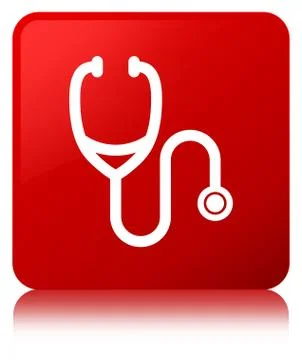Stethoscope icon red square button Stock Illustration