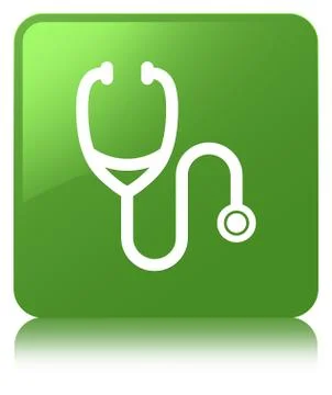 Stethoscope icon soft green square button Stock Illustration