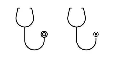 Stethoscope icon symbol. Vector illustration pack in black color. Stock Illustration