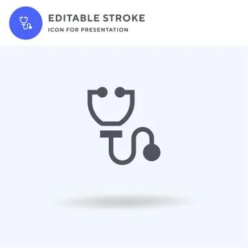 Stethoscope icon vector, filled flat sign, solid pictogram isolated on white, Illustrazione stock