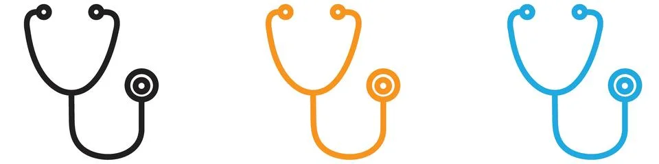 Stethoscope icon vector logo set collection for web app ui Stock Illustration