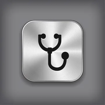 Stethoscope icon - vector metal app button イラスト素材