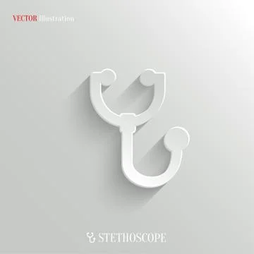 Stethoscope icon - vector white app button Illustrazione stock