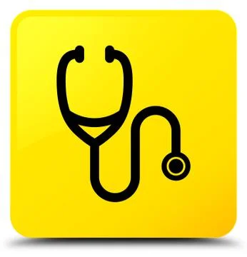 Stethoscope icon yellow square button Stock Illustration