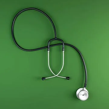 Stethoscope isolated on green background Stock Illustration